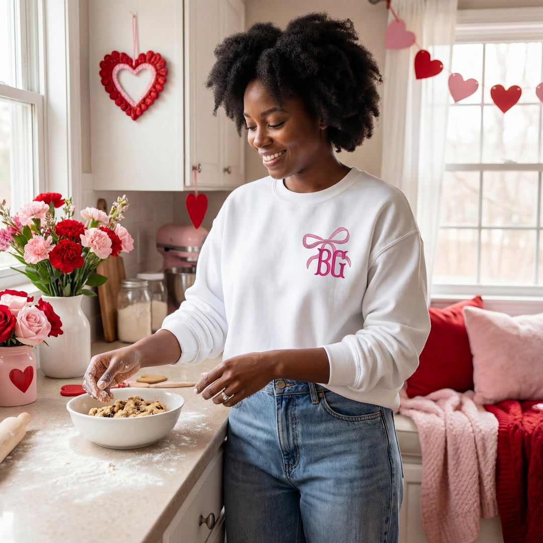 COQUETTE MONOGRAM EMBROIDERED SWEATSHIRT