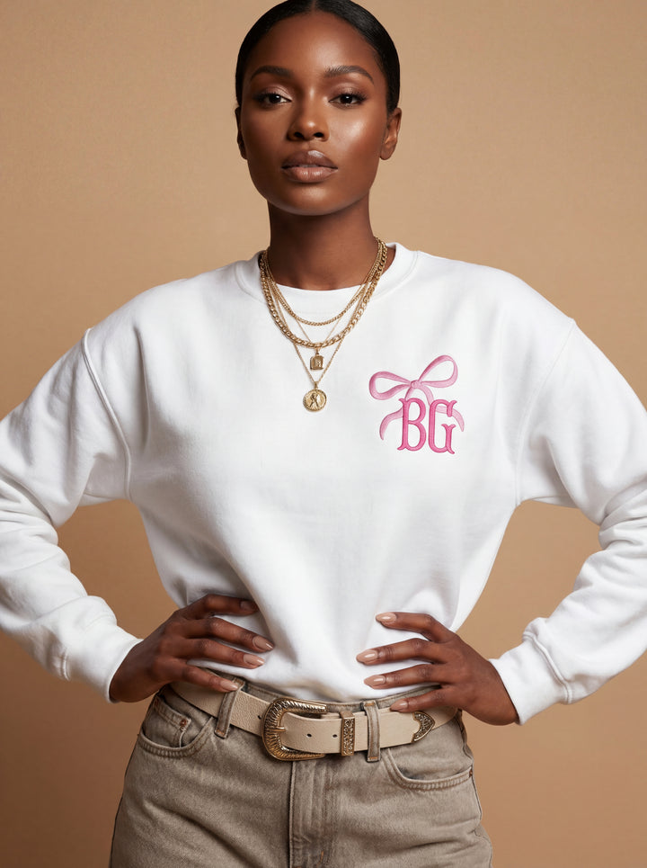 COQUETTE MONOGRAM EMBROIDERED SWEATSHIRT